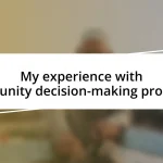 My experience with community decision-making processes