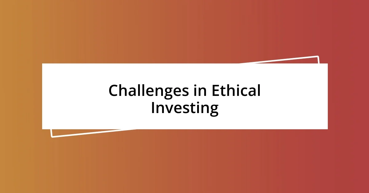 Challenges in Ethical Investing